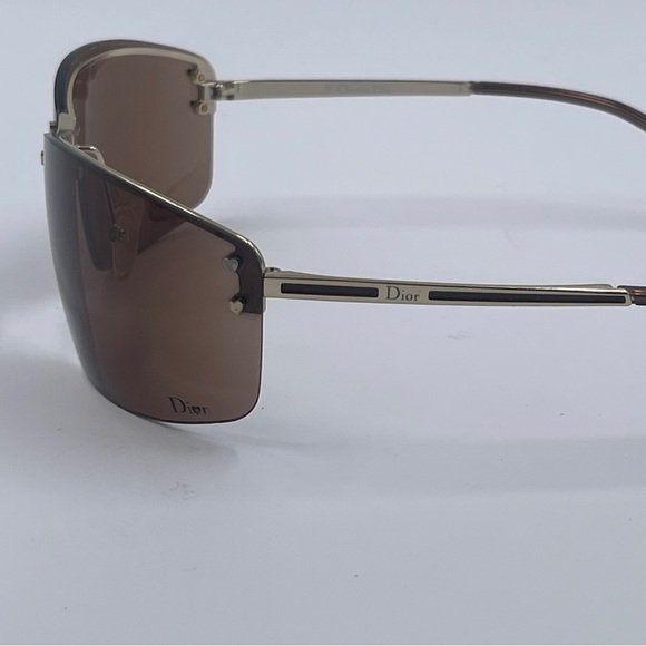 AUTH DIOR CHARM1 vintage sheer Y2K sunglasses rimless brown - Picture 9 of 12
